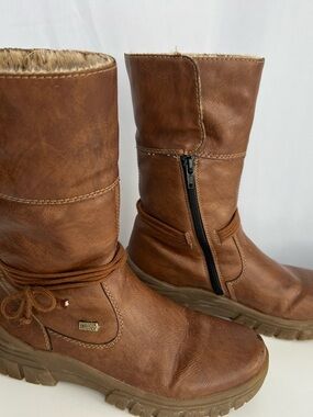 Remonte Brown Faux-Fur Cuff Winter Boots, mid-calf or fold-down style
